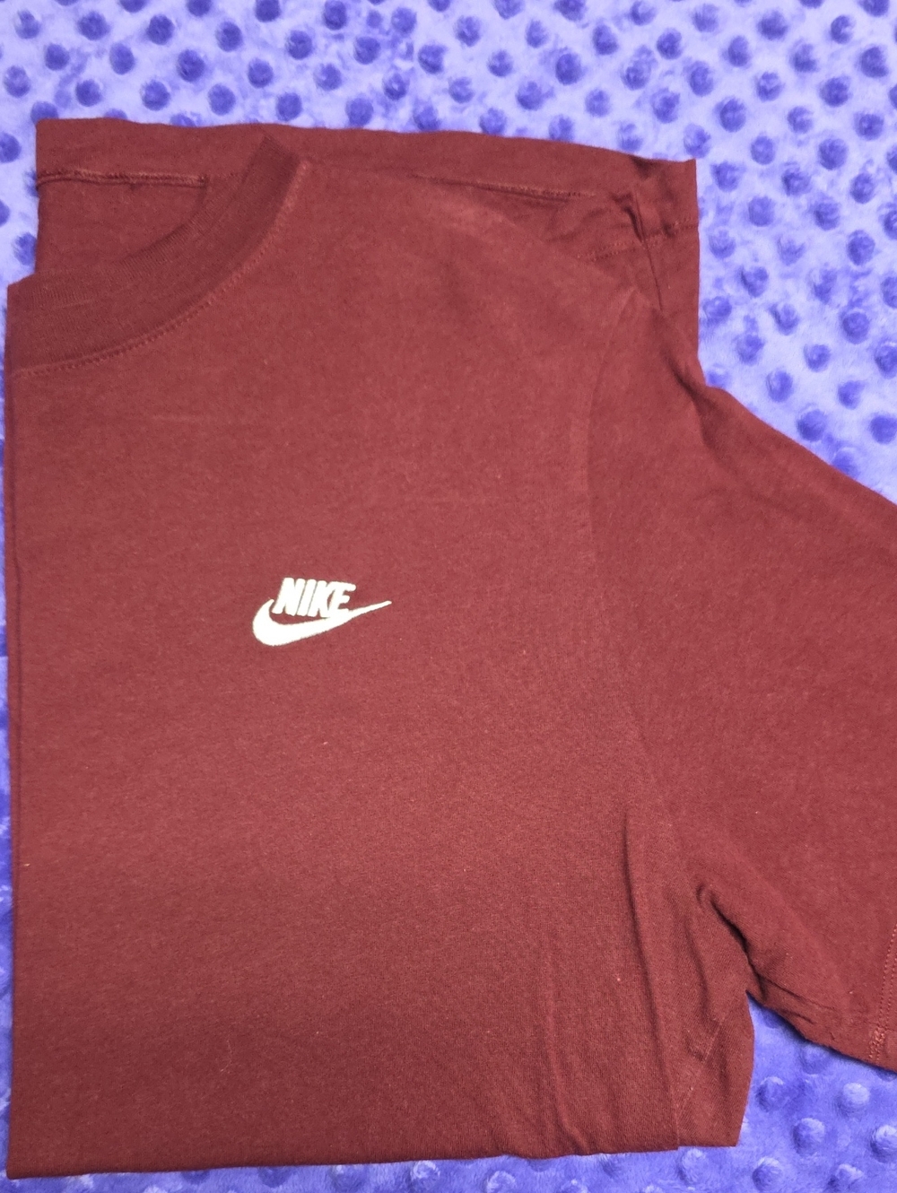 Nike Maroon Short Sleeve Tee with White Swoosh